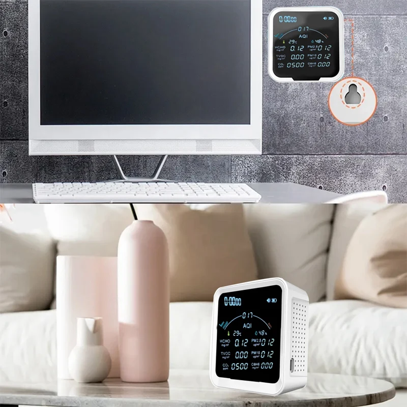 Tuya Wi-Fi CO2 HCHO H6C6 TVOC PM2.5 PM10 метр термометр гигрометр часы будильник монитор