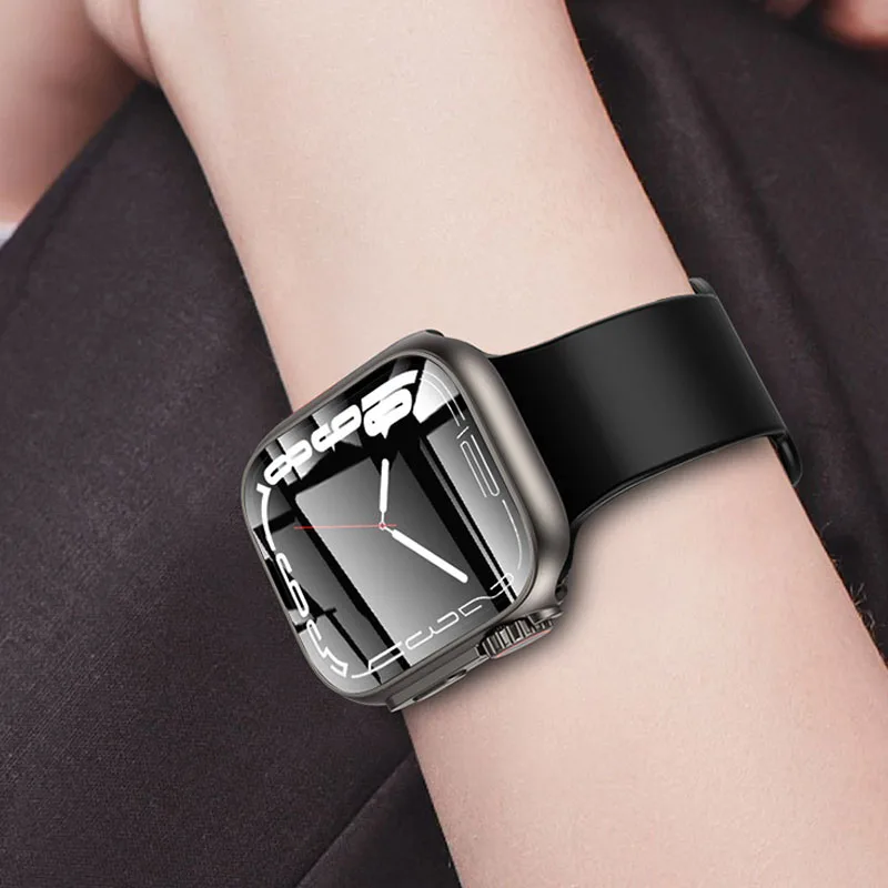 Appearance Upgrade to Ultra Case+ Tempered Glass for Apple Watch 8 7 45mm 4 5 6 SE 44mm For iwatch Screen Protector Hard PC Case