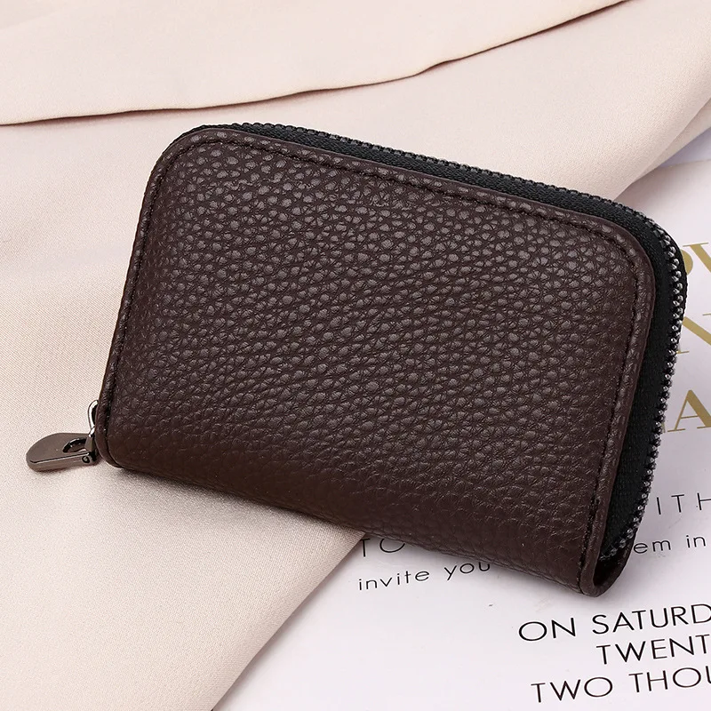 Classic Rfid Credit Card Holder Mini Leather Purse Multi Card Slot Zipper Wallet PU Money Man Bag High Quality Women Coin Clip