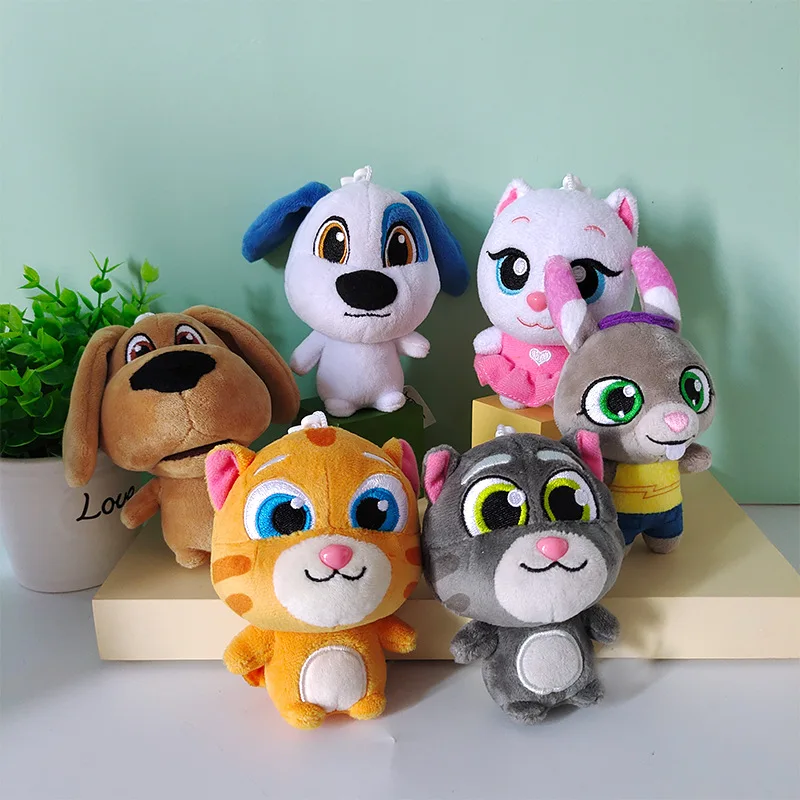 

1PC 10cm Talking Tom And Friends Plush Toys Doll Kawaii key chain Angela Hank Ginger Ben Claw Machine Dolls Can't Talk Version