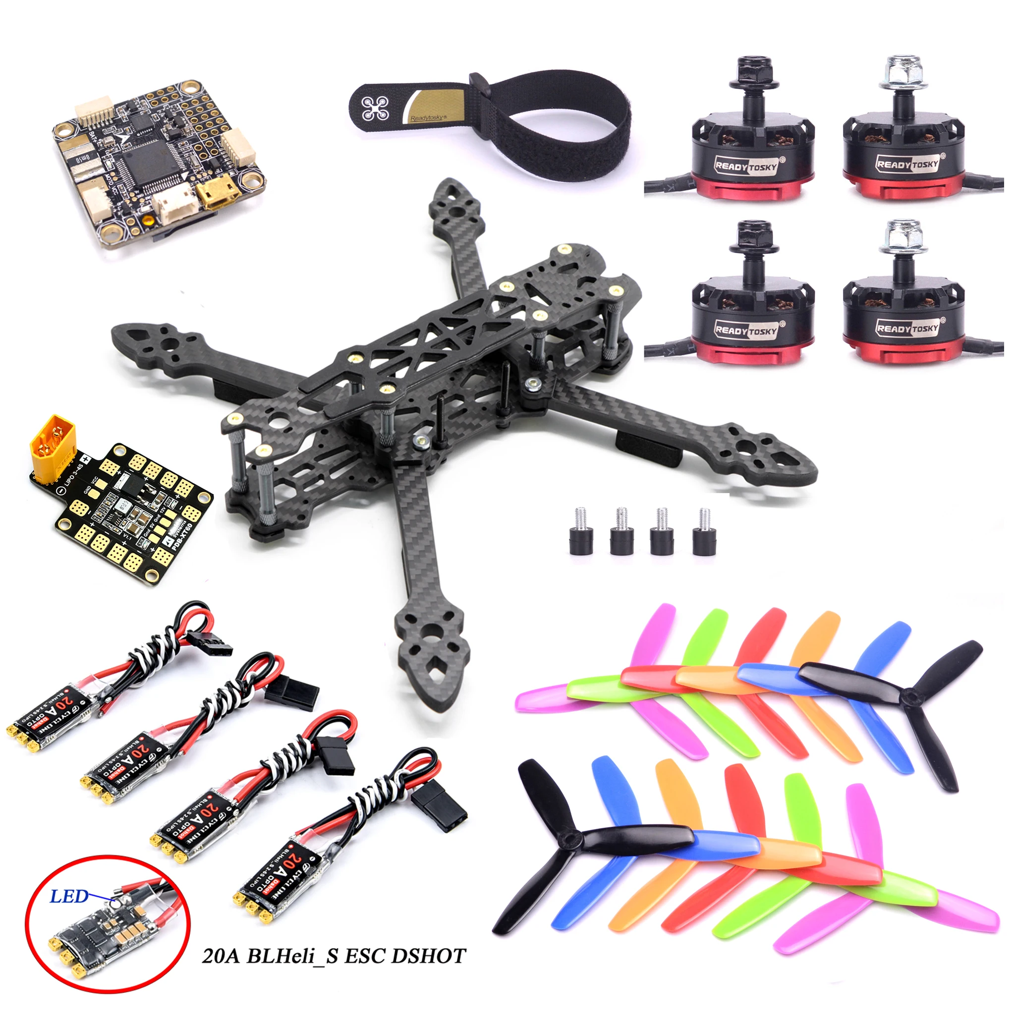 Mark4 Mark 4 5 дюймов 225 мм RS2205 2300KV двигатель Cyclone 20A BLHeli_S ESC W/светодиодный F4 V3S управление полетом FPV рама для фристайла комбо набор