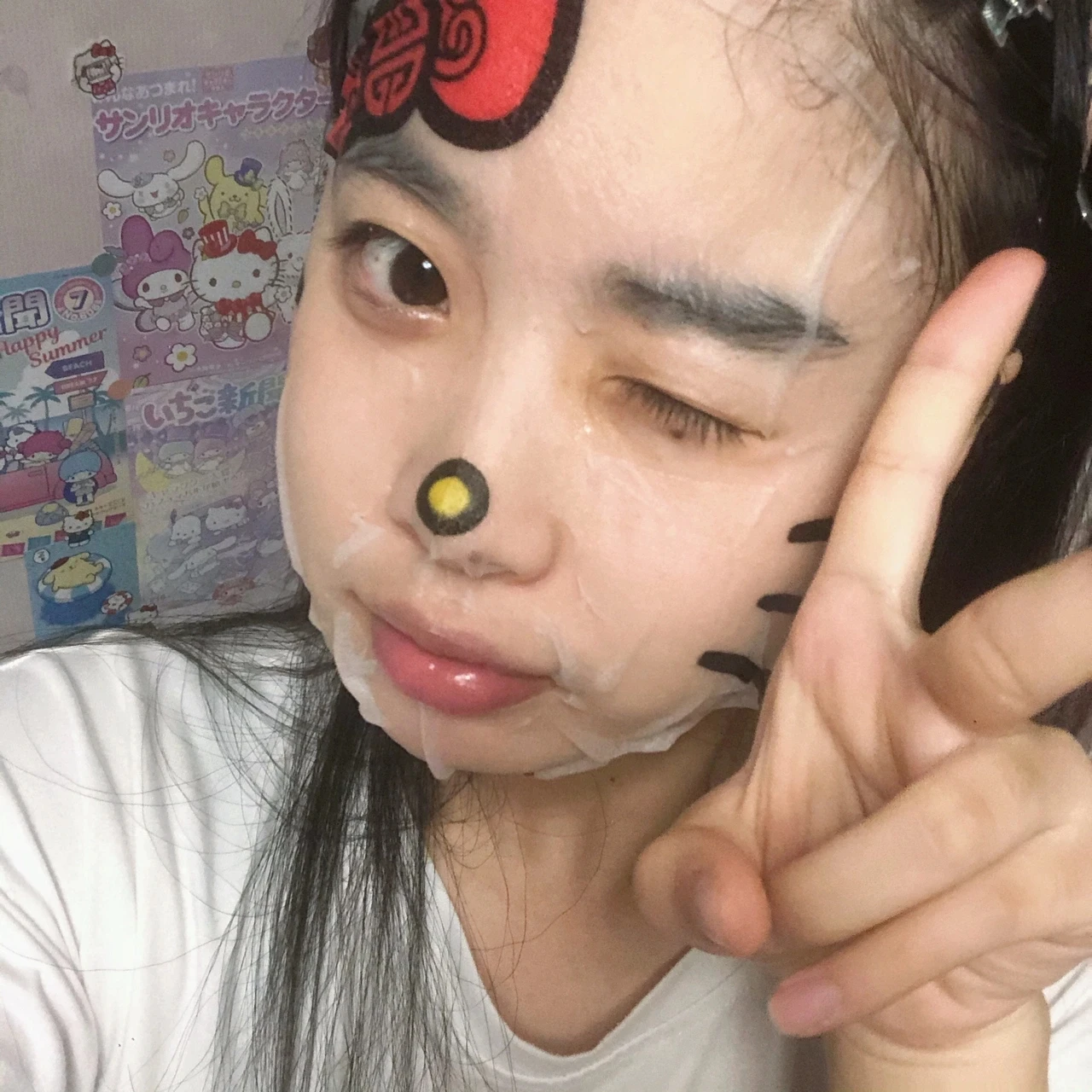 

10Pcs Kawaii Hello Kittys Collagen Skincare Women Moisturizing Refreshing Sheet Mask Anti Aging Hydrating Facial Mask Skin Care