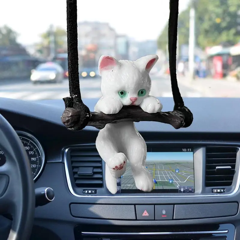 

1Pc Mirror Swing Car Pendant Creative Cute Branch Cat Rearview Mirror Pendant Car Interior Decoration Car Interior Accessories