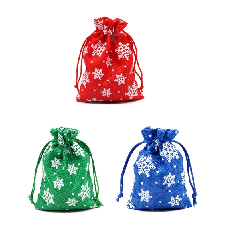 

Christmas Burlap Bags Xmas Jute Linen Burlap Drawstring Gift Treat Candy Bag
