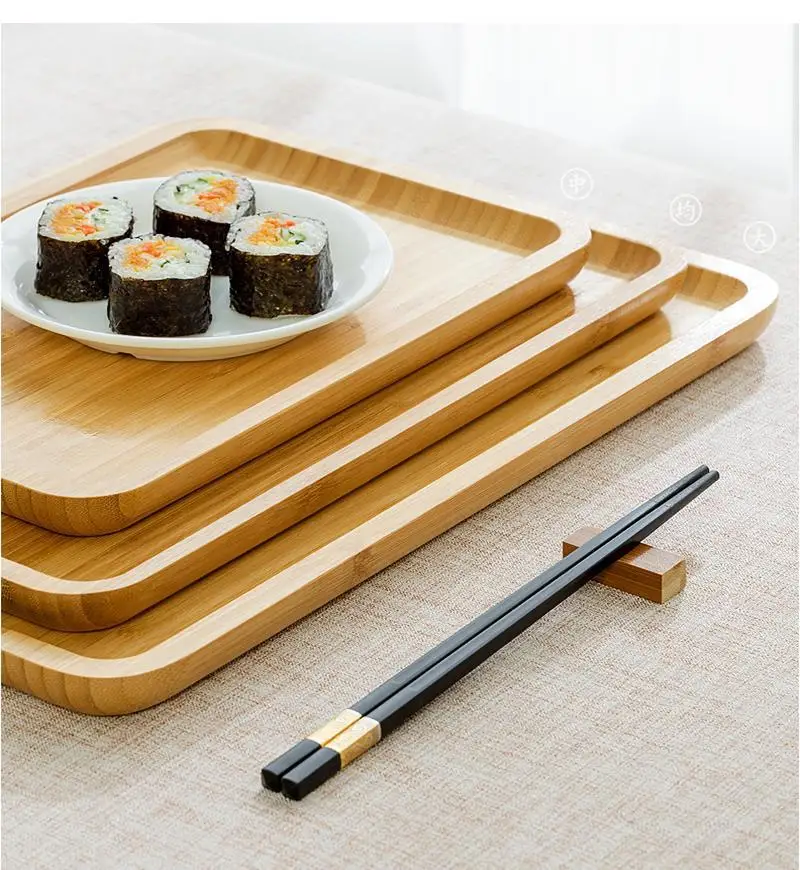 Бамбуковый поднос для чашки с водой фруктовый чай выпечка стейк на гриле торт