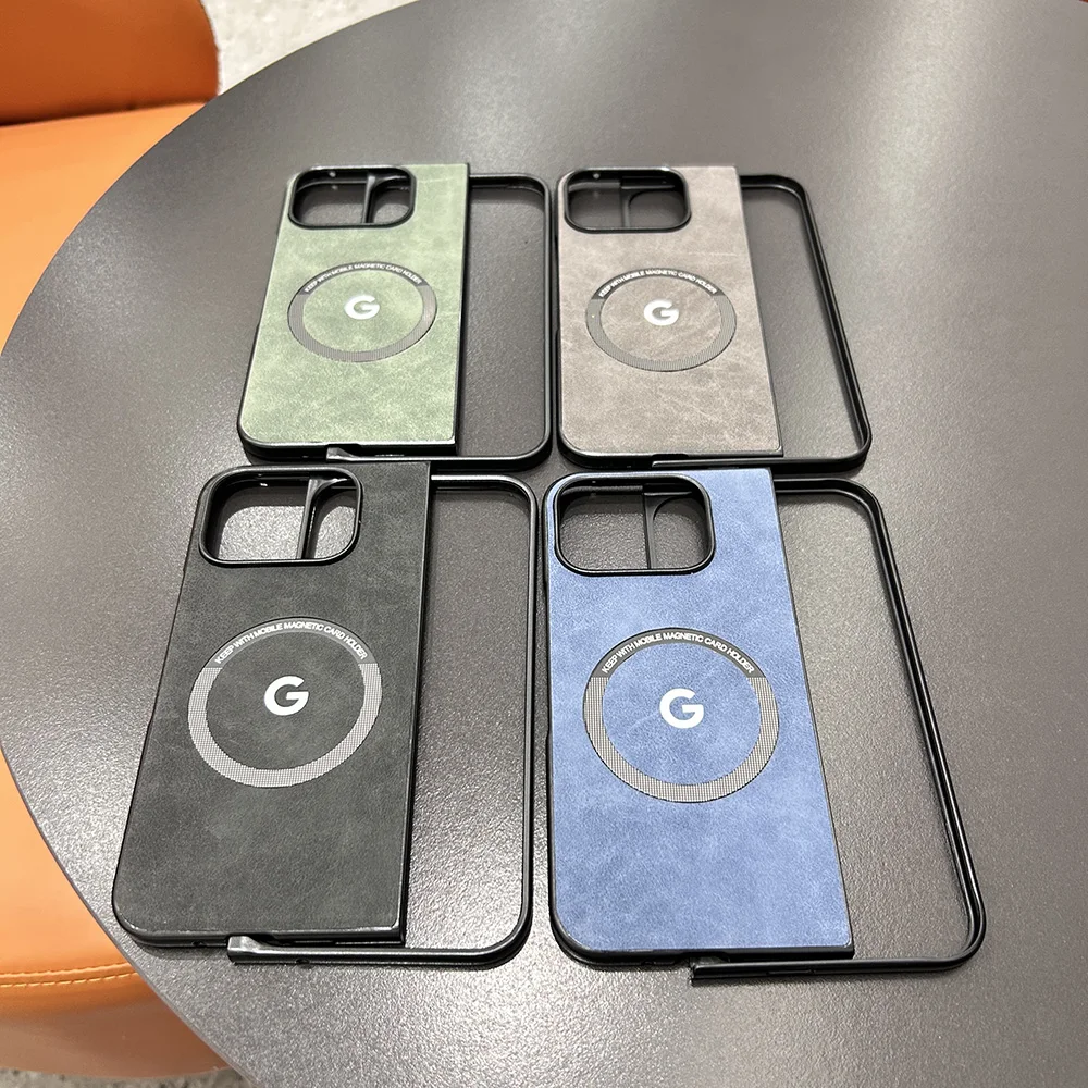 Роскошный магнитный кожаный чехол из овчины для Google Pixel 9 Pro Fold Magsafe защитный