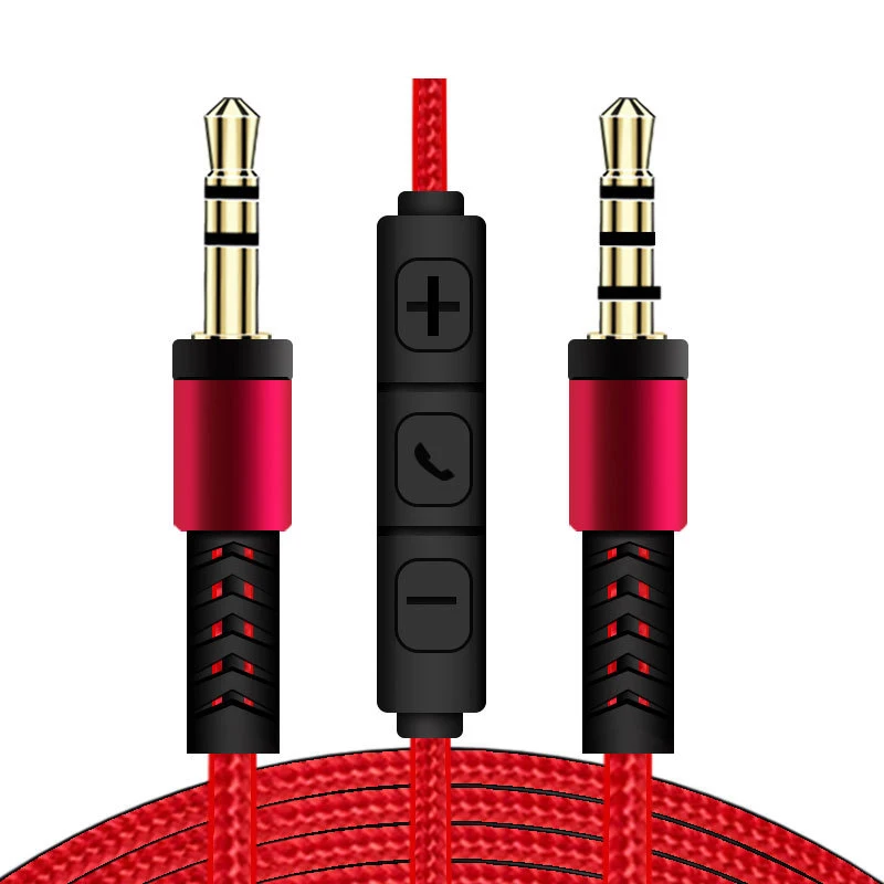 

1.2m Audio Cable 3.5mm to Jack 3.5mm Speaker Line Aux Cable Male to Male with Mic to volume control for Headphone Car speaker