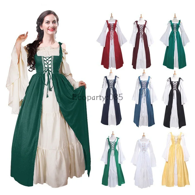 

Vintage Medieval Long Dresses Renaissance Victorian Gothic Dress Maxi Ball Gown Female Vestido Party Costume S-5XL