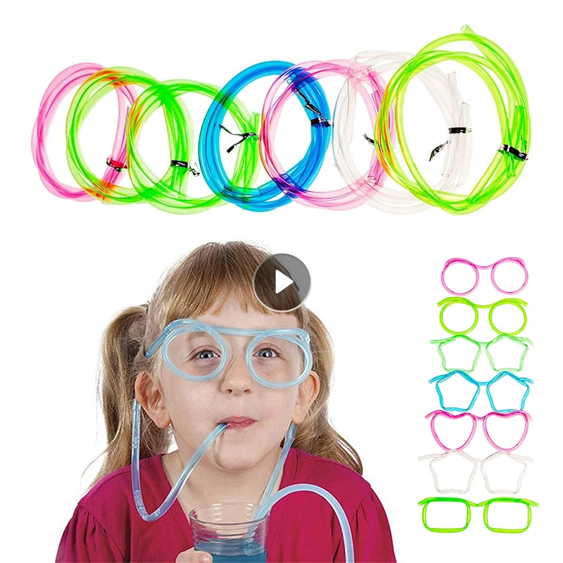 

Straw Glasses Funny Soft PVC Glasses Flexible Drinking Straws Kids Party Supplies Bar Supplies Accessories Creativity Toy Straw