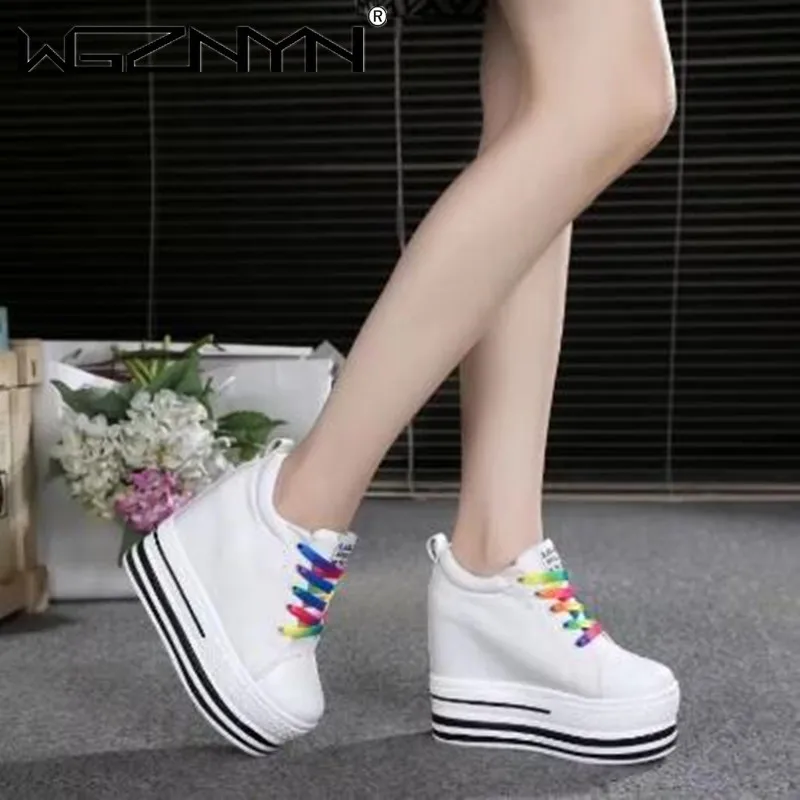 Женские холщовые туфли на танкетке 12 см женская повседневная обувь со скрытым