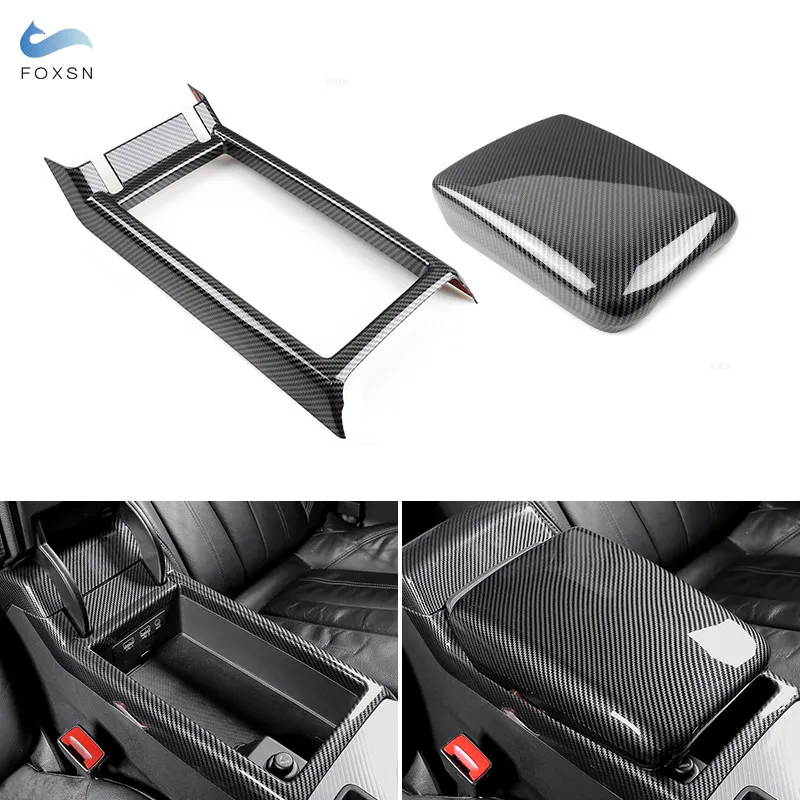 

Car-styling Carbon Fiber Texture Center Control Armrest Box Panel Cover Trim For Audi A4 B9 A5 2017 2018 2019 2020 2021