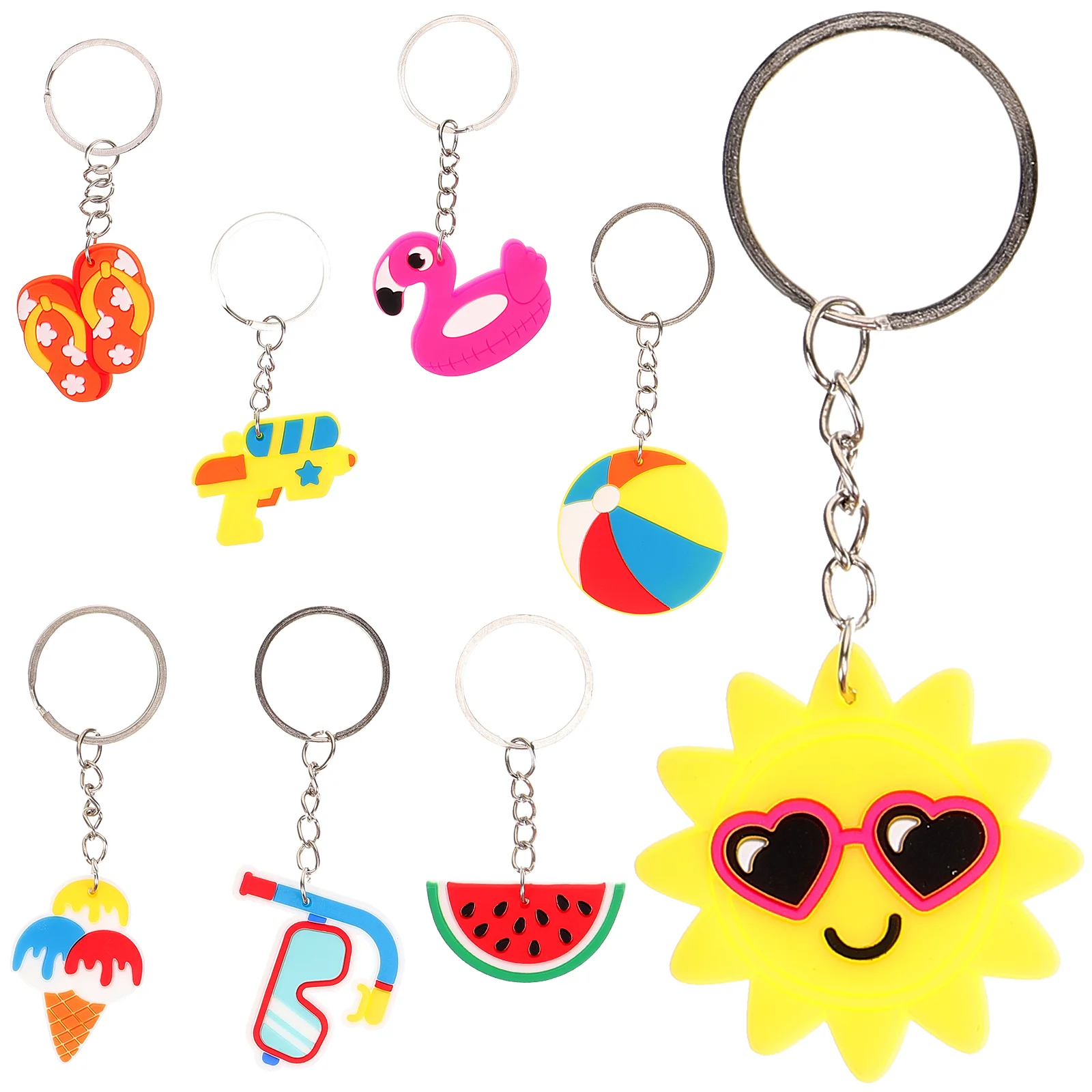 

10 Pcs Hawaiian Key Chain Womens Summer Handbags Charm Creative Keychain Party Favors Metal Decorative Tropical Seaside