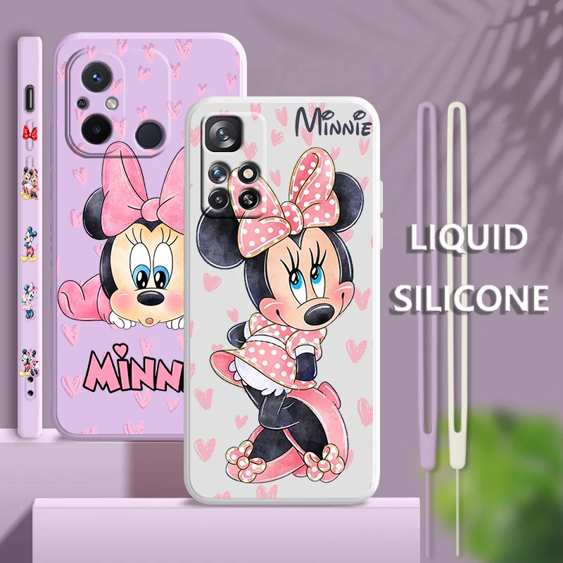 Милые Розовые Минни для Xiaomi Redmi 12 12C 11 Prime A1 10 10X 9 9A 9AT 8 Pro 4G искусственная жидкость