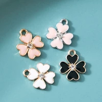 10pcs enamel clover flower charm silver plated pendant for jewerly making bracelet findings necklace earrings accessories craft