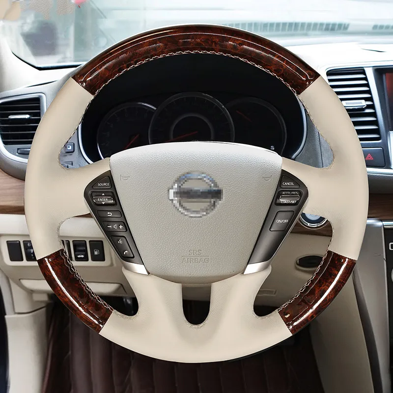 

DIY Hand-Sewn Leather Car Steering Wheel Cover for Nissan Teana Qashqai Tiida X-Trail Bluebird Livina SUNNY Bluebird Sylphy