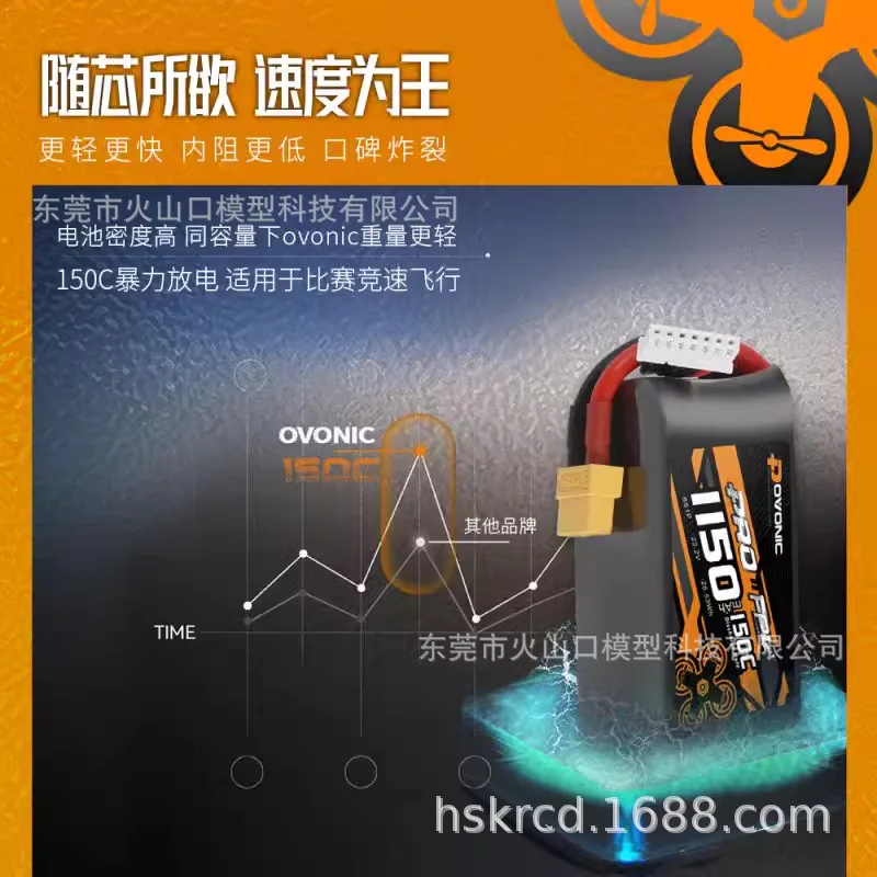Ovonic 1150 1350 мАч 150C 6S 22 2 В FPV5 дюймовая литиевая батарея для соревнований по