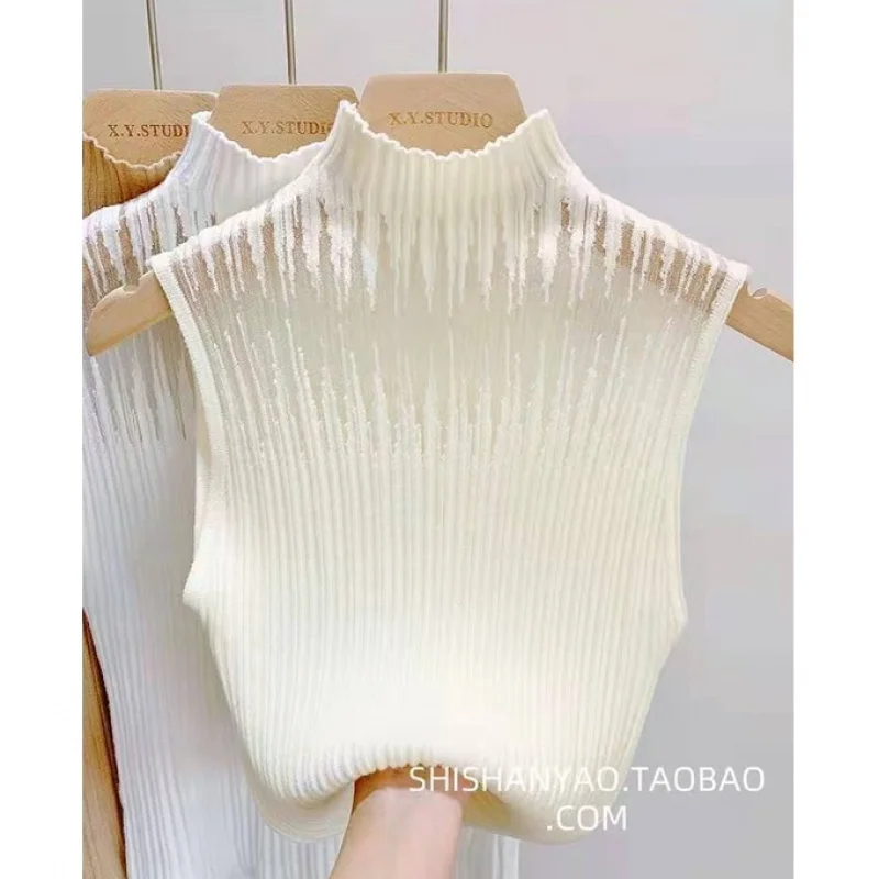

High Neck Cutout Knitted Tank Top Women's Slim Fit Sleeveless Top