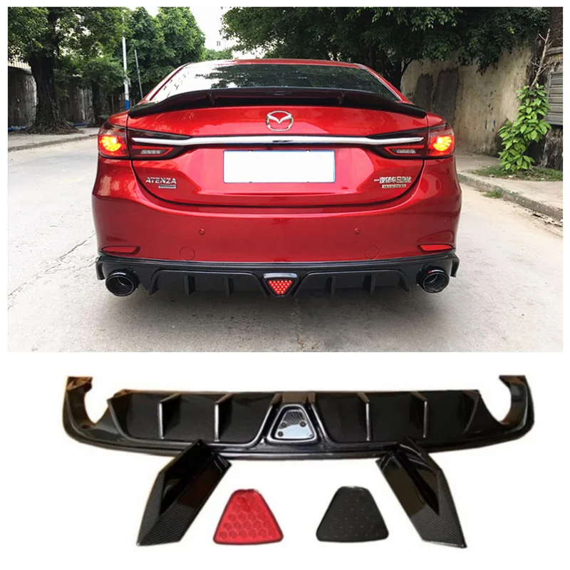 

For Mazda Atenza 2014 2015 2016 2017 2018 High Quality ABS Car Trunk Bumper Rear Lip Diffuser Splitter Protector Cover(with LED)
