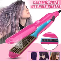 professional hair crimper curler dry wet use corrugated irons ceramic curling iron with temperature control waving tool