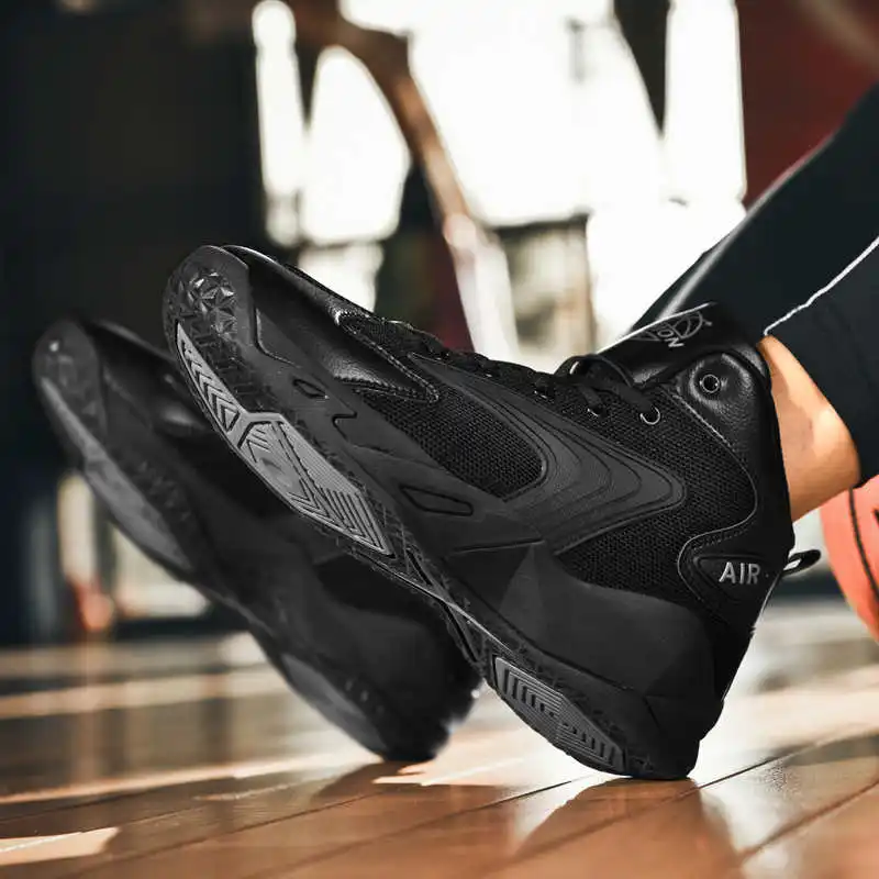 

High-Top Men Running Shoes High Quality 2022 Men's Sports Boots Black Size 50 Elastic Laces Sneakers Sport Shoes Male Tennis