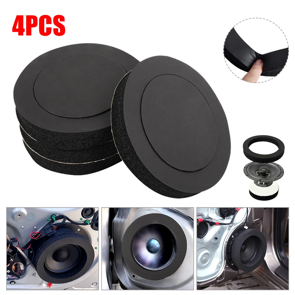 

4pcs Car Speaker Sound Heat Insulation Cotton Auto Audio Enhancer System Soundproof Bass Door Trim Self Adhesive Car Accessories