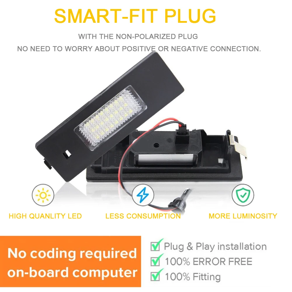 Лампа Canbus для подсветки номерного знака BMW E81 E87 F20 F21 E63 E64 F06 F12 F13 Z4 E85 E86 E89 i3 X2 F39 X4 G02