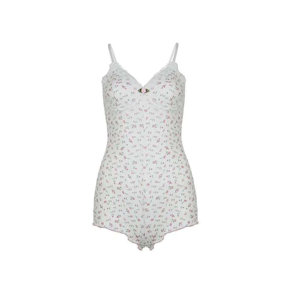 Женский кружевной комбинезон с V-образным вырезом и шортами