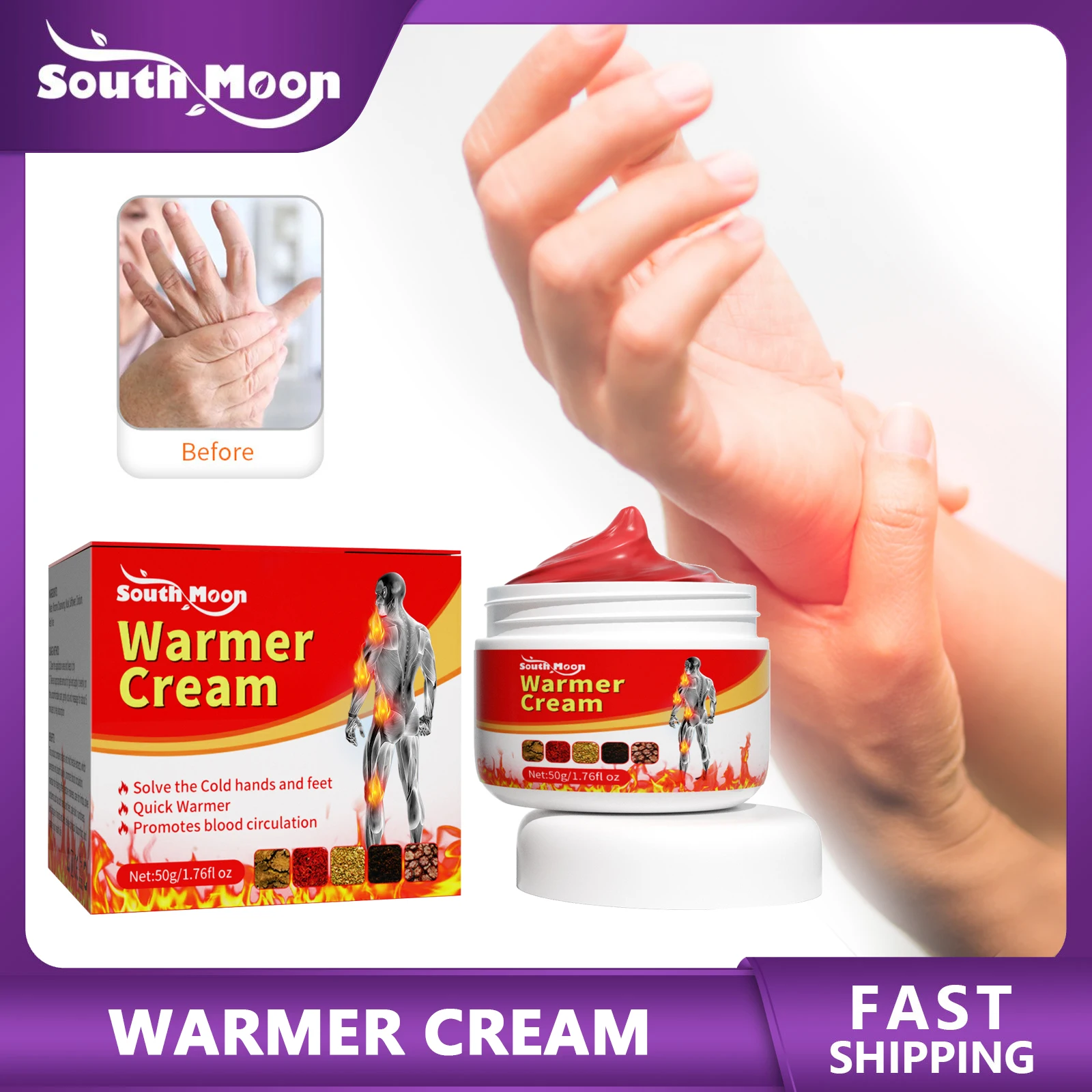 

Hand and Foot Cream Quick Warmer Solve Cold Hands Feet Promote Blood Circulation Relieve Shoulder Neck Muscle Soreness Body Care