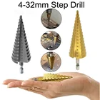 Сверло ступенчатое из быстрорежущей стали с титановым покрытием, 4-32 мм, 13 шт.