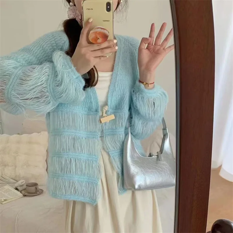 

Knitted cardigan women's autumn new Korean version of loose sweet Joker knitted sweater coat