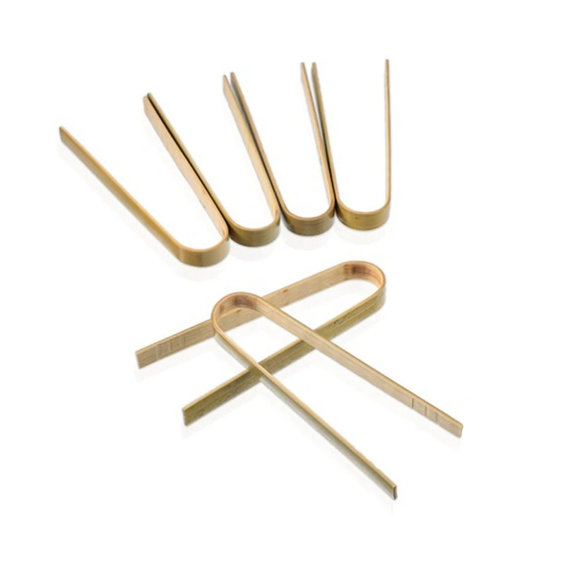 

160 Pcs Mini Bamboo Disposable Bread Tongs 4 Inch Toast Tongs Disposable Cooking Tongs Food Serving Clips