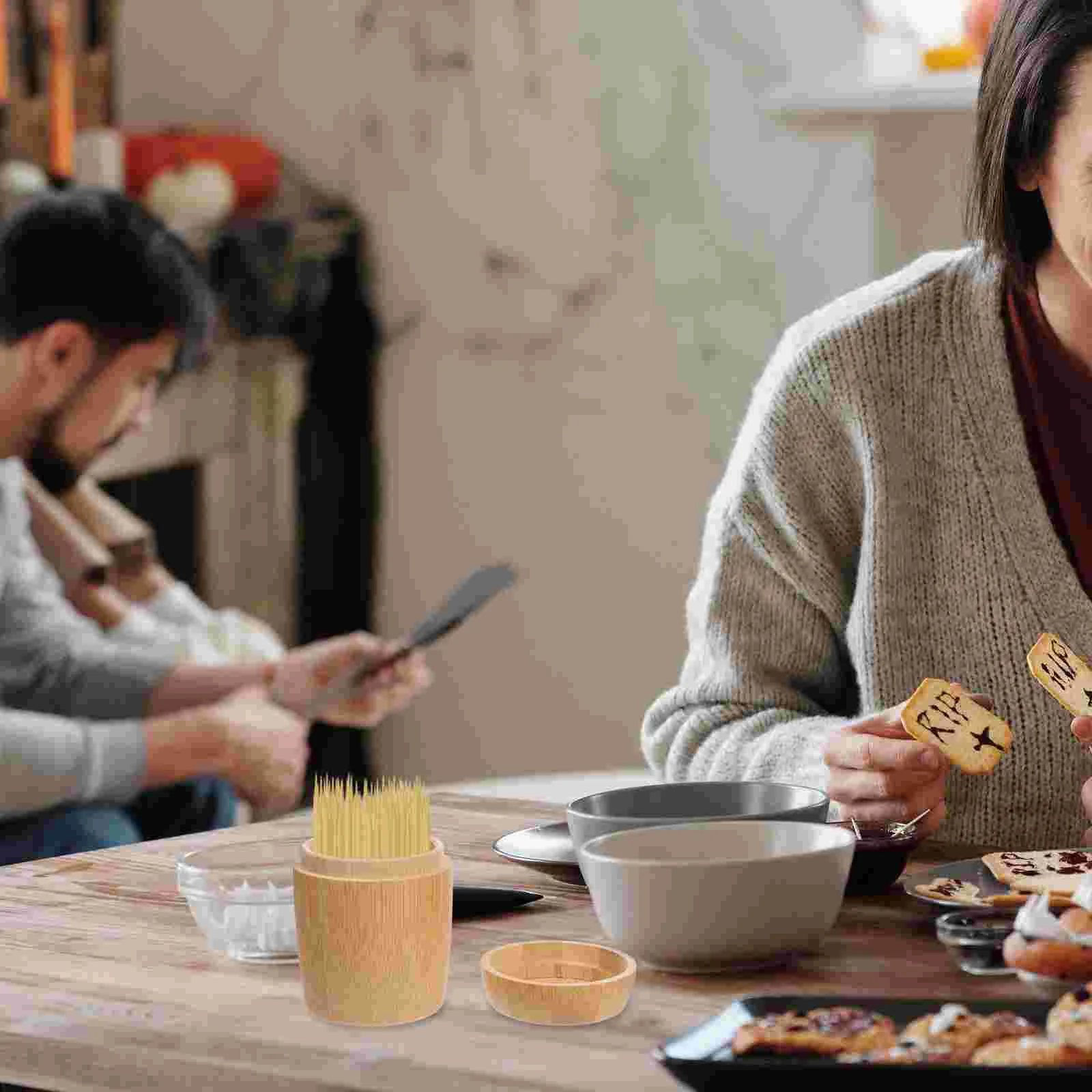 

Cotton Swab Holder Toothpick Container Case Durable Household Storage Round Dispenser