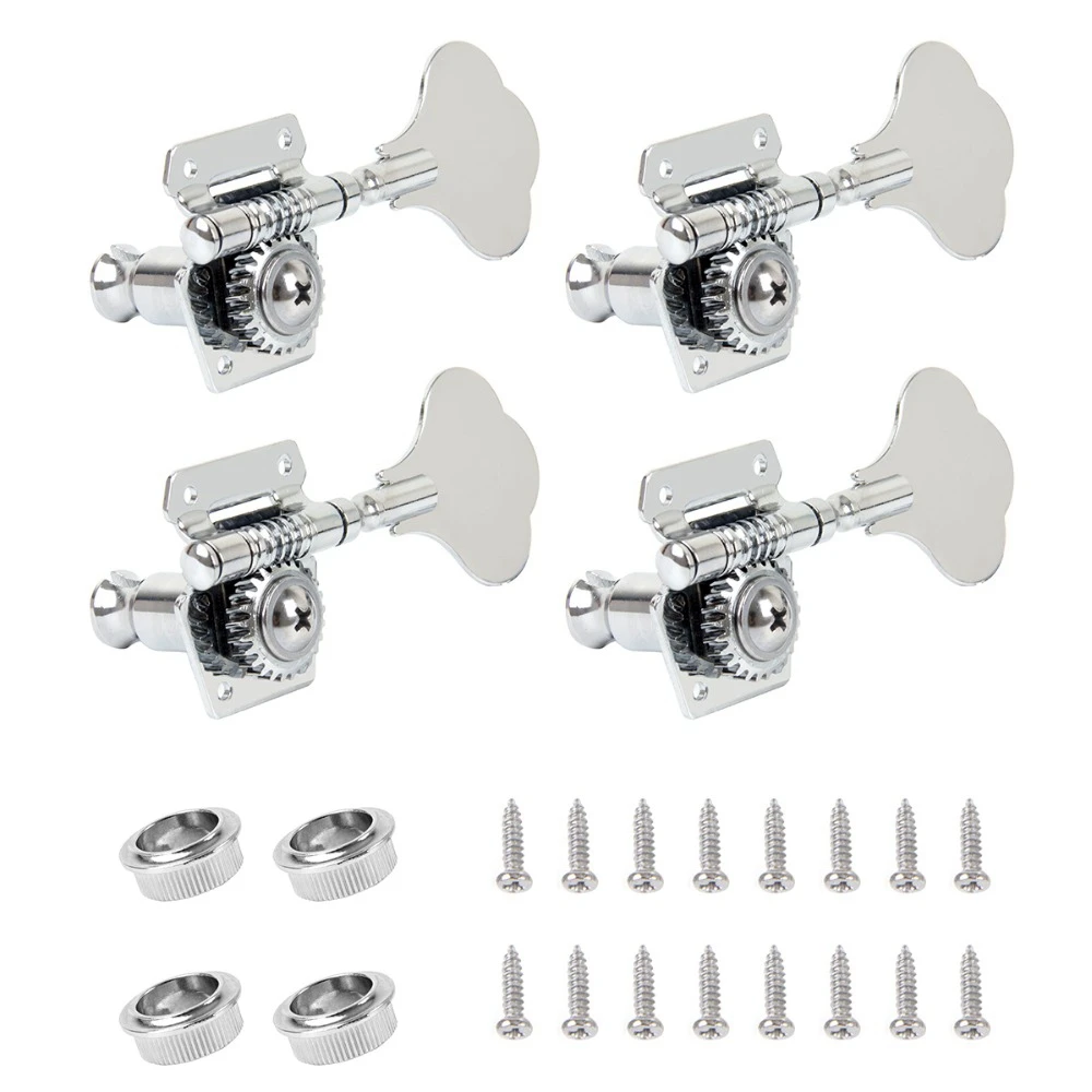 

4Pcs Guitar Tuning Pegs Electric Bass Tuner Peg Guitar Open Gear Tuning Pegs Machine Heads for Fender Jazz Bass Guitar Silver