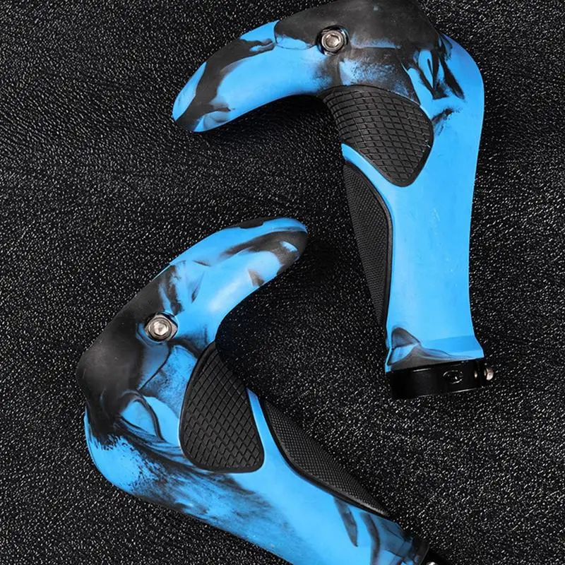 

Bike Handlebar Grips Anti-Skid Non-slip Double Locking Rubber Ergonomic Mountain MTB Cycling Parts Bicycle Grips Black Blue