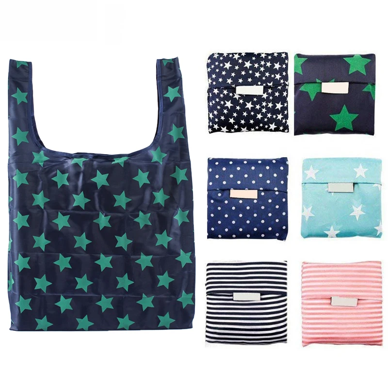 

Portable Foldable Shopping Bag Reusable Eco-friendly Tote Bag Shoulder Handbag Supermarket Shopper Bags Grocery Pocket Pouch