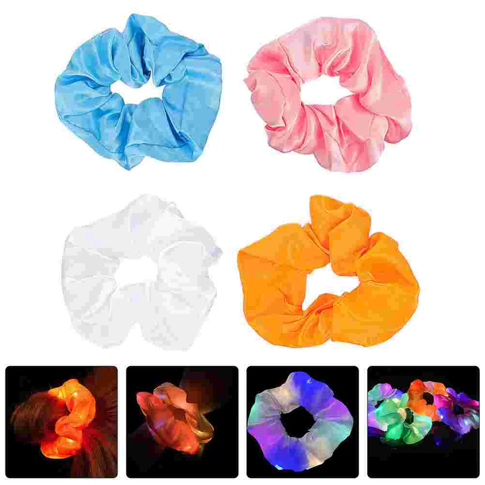 

Hair Scrunchies Elastic Bands Ties Ponytail Scrunchy Holder Led Rings Light Rope Luminous Ring Tie Bobbles Fluorescent Ropes Up