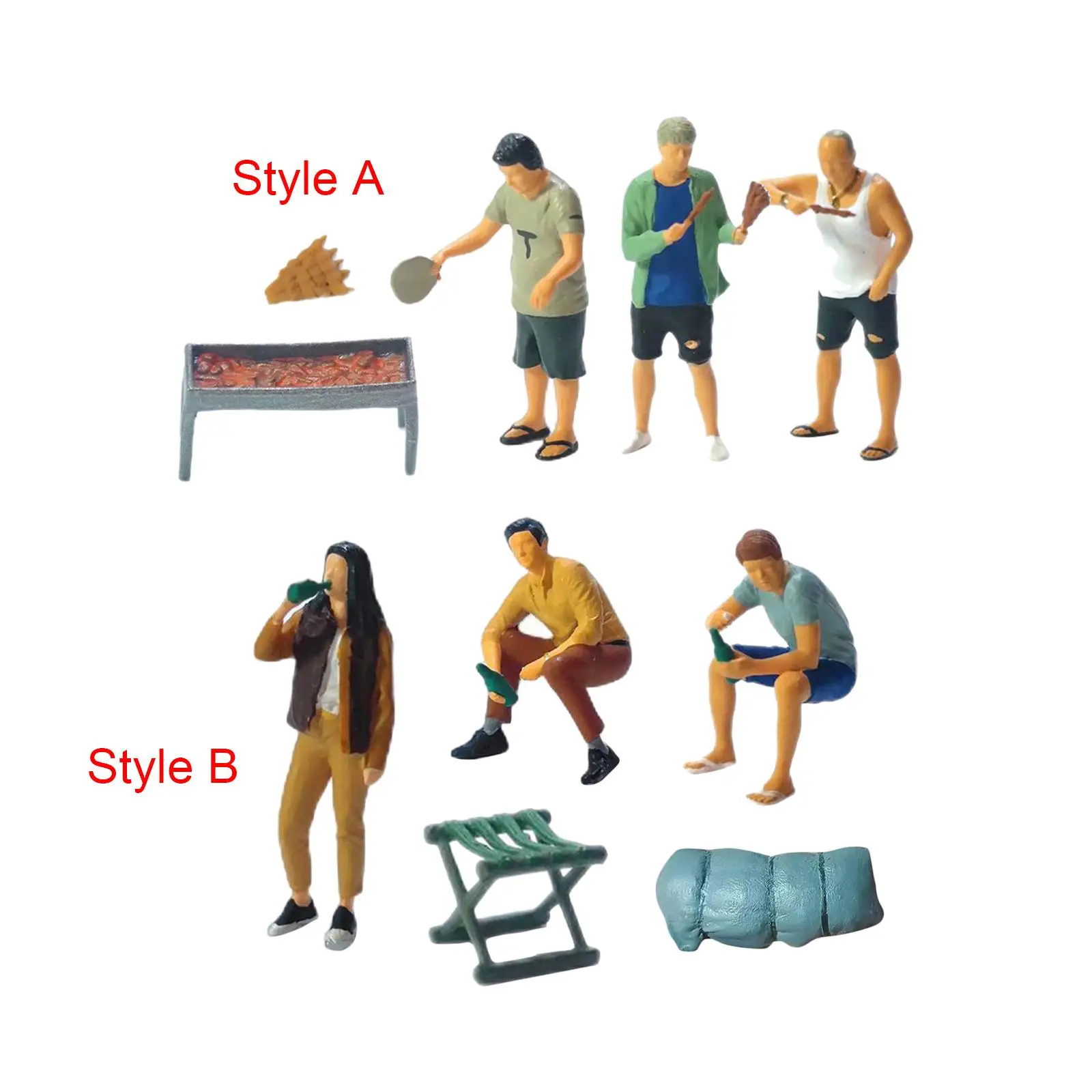 

5 Pieces 1/64 BBQ People Figures Set Micro Landscape DIY Projects Layout Fairy Garden Dioramas Hand Painted Figurines Decor