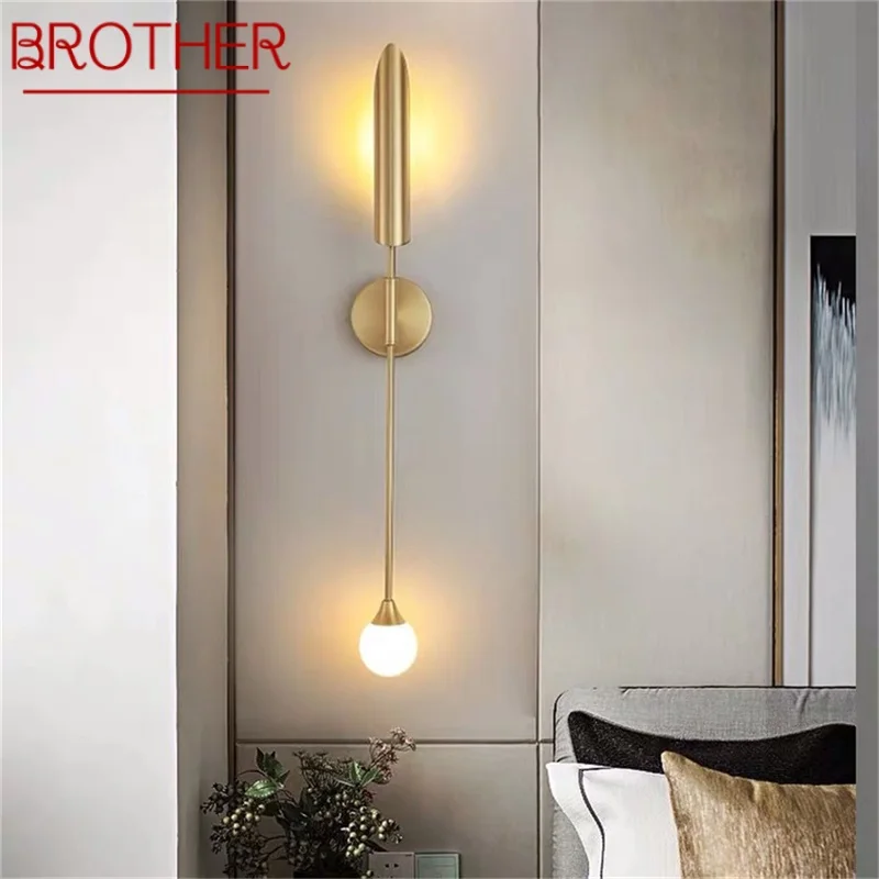 

BROTHER Modern Wall Lamp Simple Indoor Gold Sconces Light Fixtures Living Room Bedroom Corridor Decorate