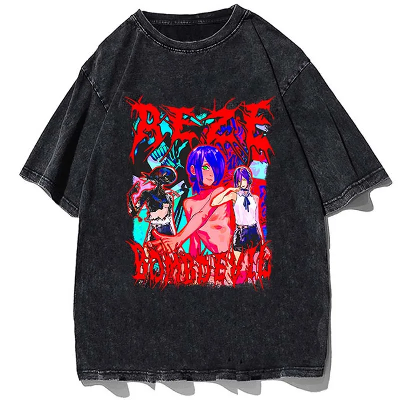 

Anime Hip Hop Tshirt Chainsaw Man T-shirt Short Sleeve T Shirt Women Harajuku Girls Clothes Streetwear Oversized Washth Y2k Tops