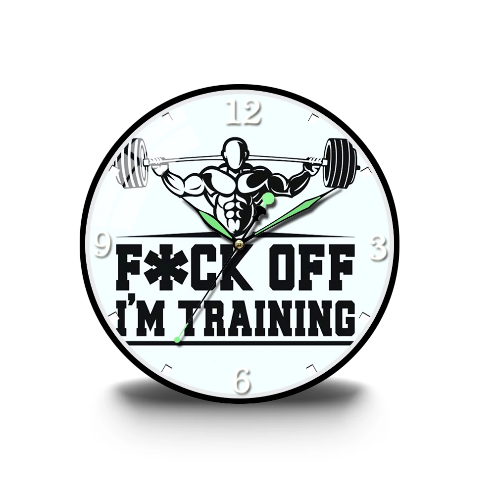 

I'm Training GYM Acrylic Wall Clock Fitness Wall Clock Weightlifting Men Inspirational Fitness Studio Wall Decor Clock Luminous
