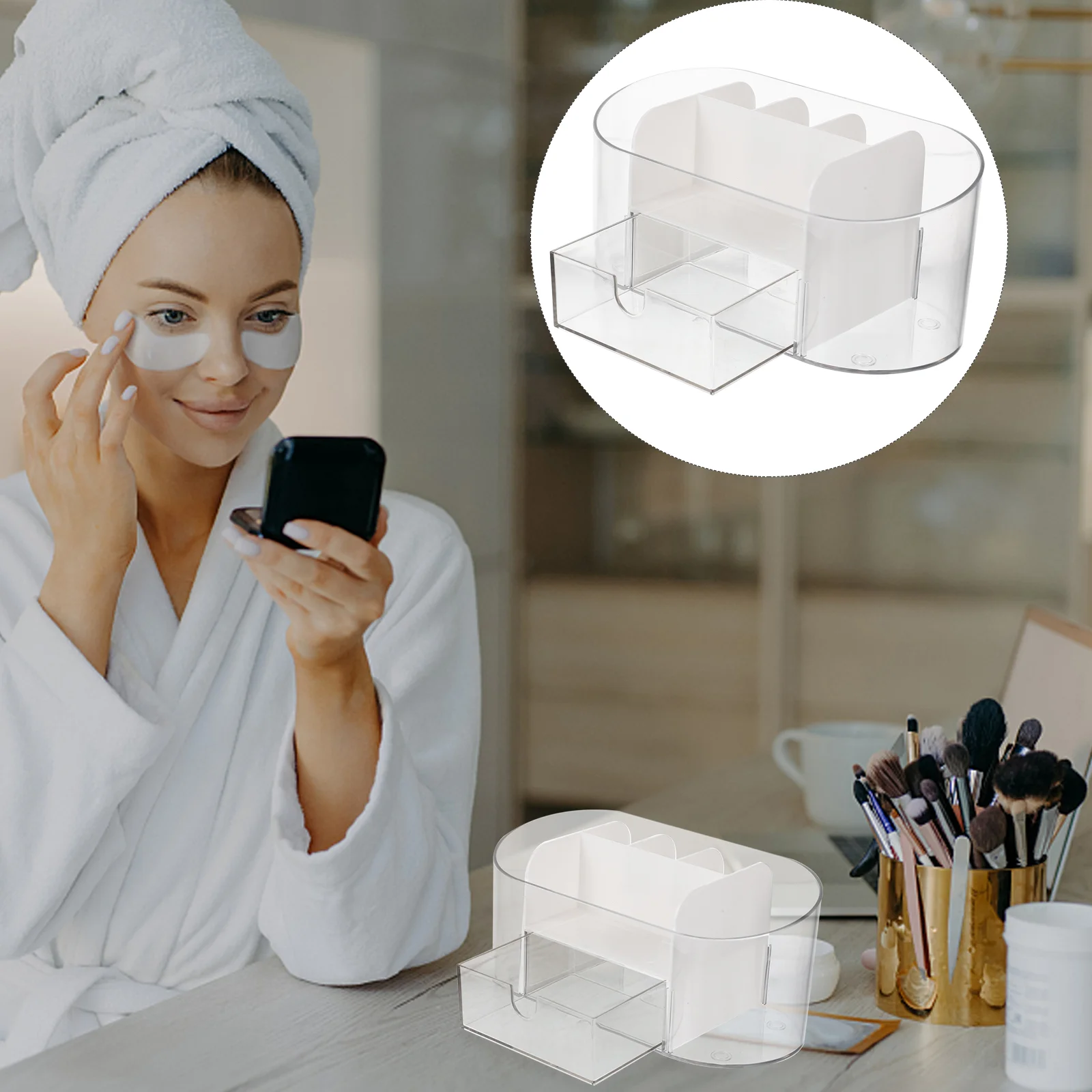 

Organizer Makeup Storage Box Holder Desktop Casebrushes Acrylic Care Vanity Skin Pentoiletry Home Brush Sundriesproduct Jewelry