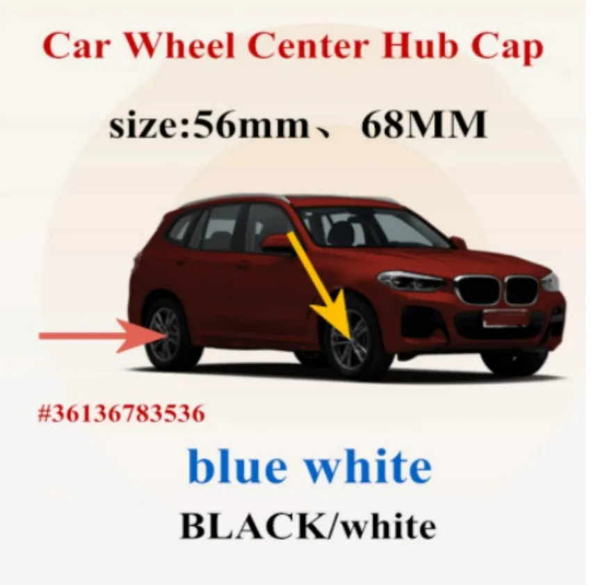 

40pcs 68mm 56mm Wheel Center Cap Auto Blue White Black, M. Full Black, Rim Logo Badge Cover Emblem 320 525 X3 X5 X6 36136783536