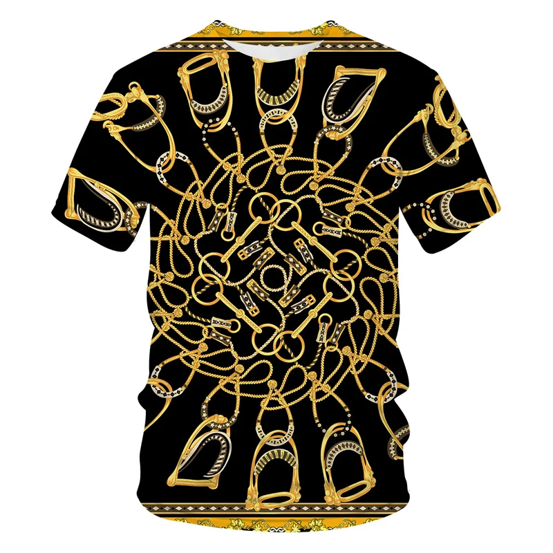 

The latest baroque T-shirt men and women summer oversized T-shirt 3d lion head crown printing printing round neck short sleeve