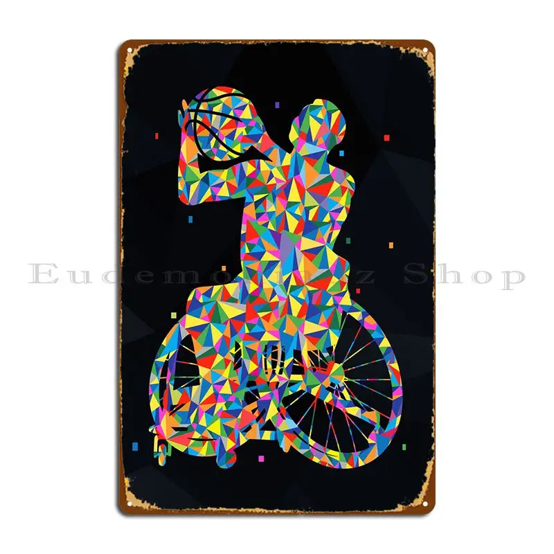 

Basketball Wheelchair Metal Sign Character Club Kitchen Bar Wall Decor Tin Sign Poster