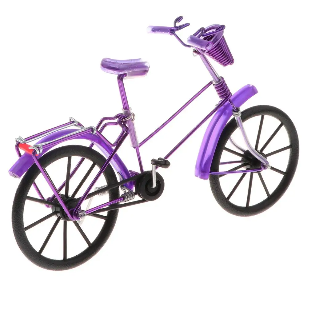 

1:10 Aluminum Bike Model with Basket Handicraft Toy Purple