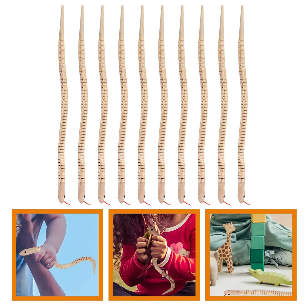 

10 Pcs Vivid Sensory Toy Unfinished Wiggle Snake Kids Children Toys Small Wood Woody Blank Modeling