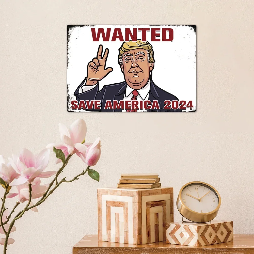 Putuo Decor 1 шт. Трамп Винтажная металлическая жестяная вывеска Wanted Save America 2024