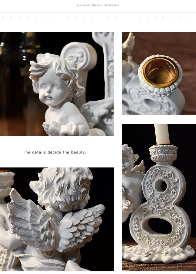 Романтический белый ангел Купидон подсвечник украшения из смолы украшение и