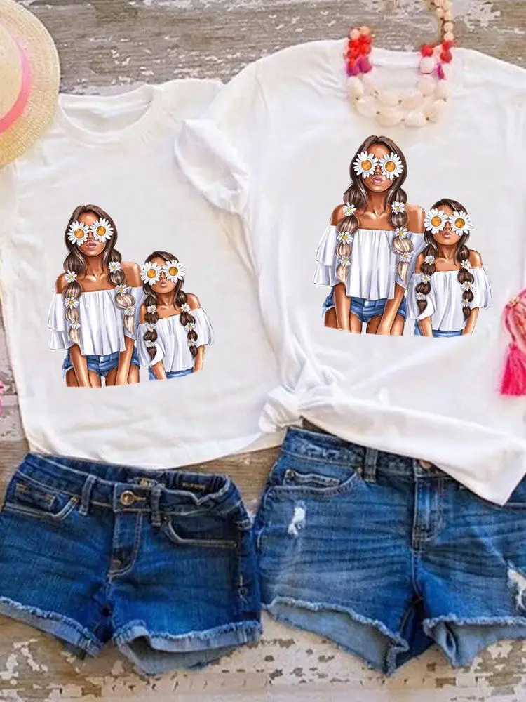 

Daughter Love Sweet Cute Family Matching Outfits Tee Graphic T-shirt Women Girls Boys Kid Child Summer Mom Mama Clothes Clothing