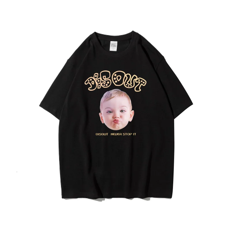 

ExtFine Cute Funny Baby Graphic Oversized T-shirt Streetwear Letter Printed Short Sleeve Male Tees Summer Pure Cotton Unisex Top